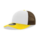 Decky 6021 6 Panel Mid Profile Structured Cotton Blend Trucker C - Gold/White/Brown