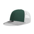 Decky 6021 6 Panel Mid Profile Structured Cotton Blend Trucker B - Heather Grey/Forest/White