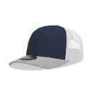 Decky 6021 6 Panel Mid Profile Structured Cotton Blend Trucker B - Heather Grey/Navy/White