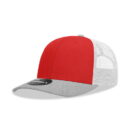 Decky 6021 6 Panel Mid Profile Structured Cotton Blend Trucker B - Heather Grey/Red/White