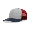 Decky 6021 6 Panel Mid Profile Structured Cotton Blend Trucker B - Navy/Heather Grey/Cardinal