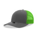 Decky 6021 6 Panel Mid Profile Structured Cotton Blend Trucker C - Charcoal/Neon Green