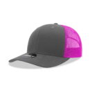 Decky 6021 6 Panel Mid Profile Structured Cotton Blend Trucker C - Charcoal/Neon Pink