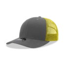 Decky 6021 6 Panel Mid Profile Structured Cotton Blend Trucker C - Charcoal/Neon Yellow