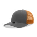 Decky 6021 6 Panel Mid Profile Structured Cotton Blend Trucker C - Charcoal/Orange