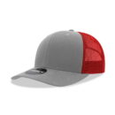 Decky 6021 6 Panel Mid Profile Structured Cotton Blend Trucker C - Grey/Red