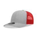 Decky 6021 6 Panel Mid Profile Structured Cotton Blend Trucker C - Heather/Grey/Red