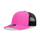 Decky 6021 6 Panel Mid Profile Structured Cotton Blend Trucker C - Hot Pink/Black