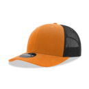 Decky 6021 6 Panel Mid Profile Structured Cotton Blend Trucker C - Orange/Black