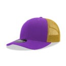 Decky 6021 6 Panel Mid Profile Structured Cotton Blend Trucker C - Purple/Gold