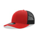 Decky 6021 6 Panel Mid Profile Structured Cotton Blend Trucker C - Red/Black