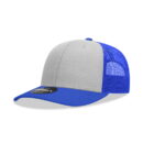 Decky 6021 6 Panel Mid Profile Structured Cotton Blend Trucker C - Royal/Grey/Royal