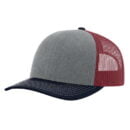 Richardson - Snapback Trucker Cap - 112 - Heather Gray/Cardinal/Navy